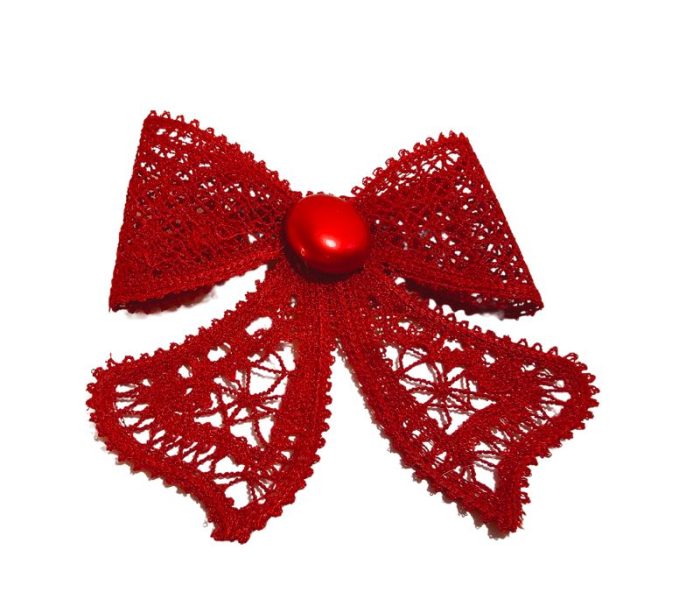 Clama de par, accesorizata cu funda din broderie Ariale, rosu - imagine 7