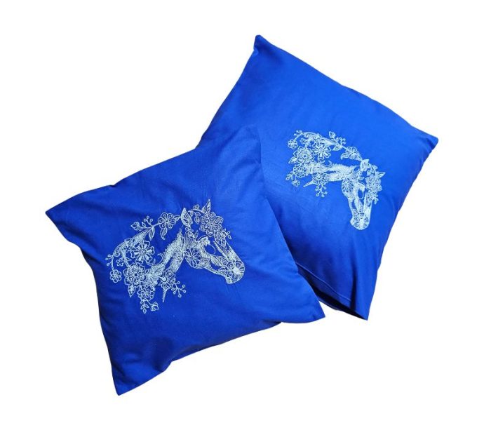 Fata de perna brodata Cal ARIALE, 40x40cm, bumbac ranforce, Multicolor - imagine 3