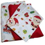 Lenjerie de pat pentru 2 persoane, 4 piese, Mos Craciun Design cu Rosu by ARIALE, bumbac ranforce, Multicolor