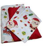 Lenjerie de pat pentru 2 persoane, 4 piese, Mos Craciun Design cu Rosu by ARIALE, bumbac ranforce, Multicolor