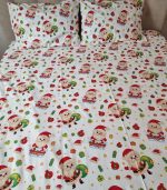 Lenjerie de pat pentru 2 persoane, 4 piese, Mos Craciun Design by ARIALE, bumbac ranforce, Multicolor - imagine 7