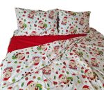 Lenjerie de pat pentru 2 persoane, 4 piese, Mos Craciun Design cu Rosu by ARIALE, bumbac ranforce, Multicolor - imagine 2
