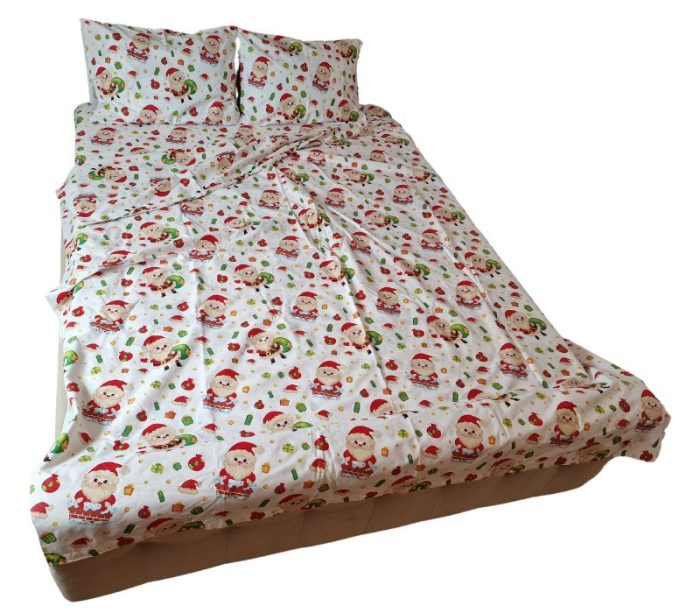 Lenjerie de pat pentru 2 persoane, 4 piese, Mos Craciun Design by ARIALE, bumbac ranforce, Multicolor - imagine 6