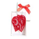 ARIALE - Cercei Brodati Heart,  inima, rosu - imagine 2