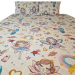 Lenjerie de pat dublu, pentru 2 persoane, 4 piese, Zane ARIALE, bumbac ranforce, Multicolor