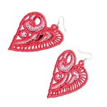 ARIALE - Cercei Brodati Heart,  inima, rosu - imagine 4