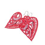 ARIALE - Cercei Brodati Heart,  inima, rosu - imagine 8