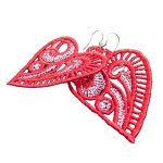 ARIALE - Cercei Brodati Heart,  inima, rosu - imagine 6