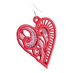 ARIALE - Cercei Brodati Heart,  inima, rosu - imagine 5