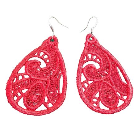 32 ARIALE - Cercei Brodati Teardrop, lacrima, rosu - imagine 1