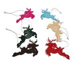 Set 6 ornamente de brad brodate Reni Ariale, multicolor