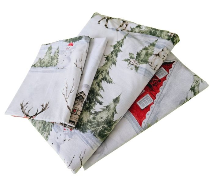 Lenjerie de pat Craciun Winter Dreams Ariale, pentru 2 persoane, 4 piese, bumbac ranforce, 200 x220 cm - imagine 6