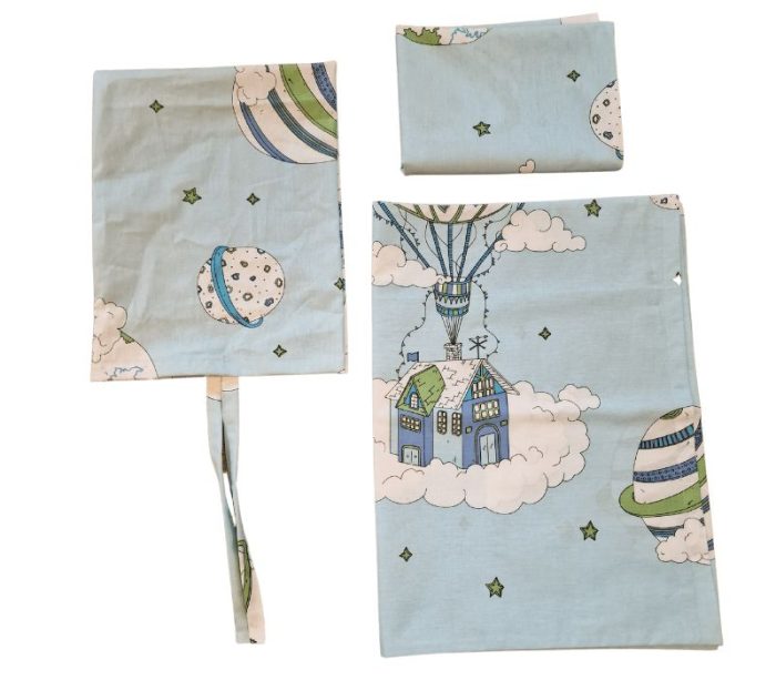 Lenjerie pentru patut bebelusi 60 x 120 cm, din bumbac ranforce, trei piese, Ariale, Baloane - imagine 4
