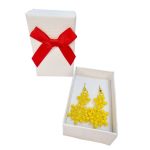 Cercei Brodati Ariale Zambetul Zapezii , fulgi de nea, galben - imagine 5