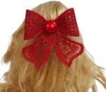 Clama de par, accesorizata cu funda din broderie Ariale, rosu - imagine 6