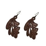 ARIALE - Cercei Brodati Leaf,  frunze, maro
