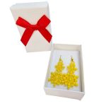 Cercei Brodati Ariale Zambetul Zapezii , fulgi de nea, galben - imagine 7