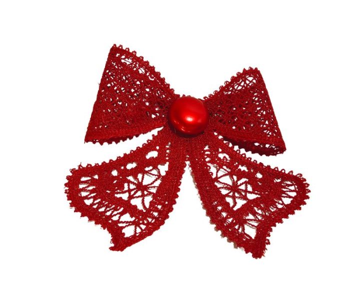 Clama de par, accesorizata cu funda din broderie Ariale, rosu - imagine 4