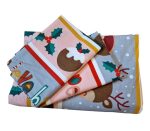 Lenjerie de pat pentru o persoana, 3 piese, Craciun Happy by ARIALE, bumbac ranforce, Multicolor