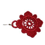 ARIALE - Cercei Brodați Eleganță Înfloritoare, Model Flower, Culoare Roșie - imagine 4