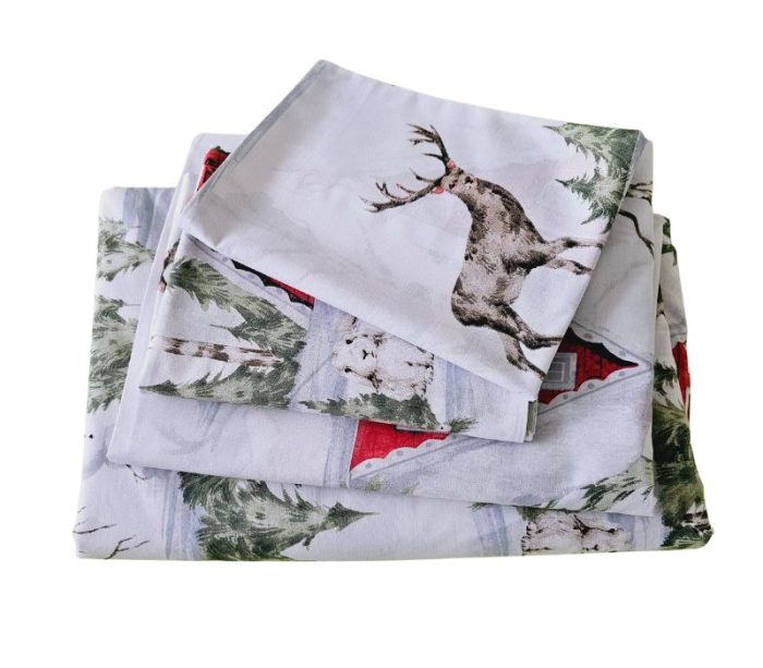 Lenjerie de pat Craciun Winter Dreams Ariale, pentru 2 persoane, 4 piese, bumbac ranforce, 200 x220 cm - imagine 8