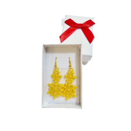 7 Cercei Brodati Ariale Zambetul Zapezii , fulgi de nea, galben - imagine 1