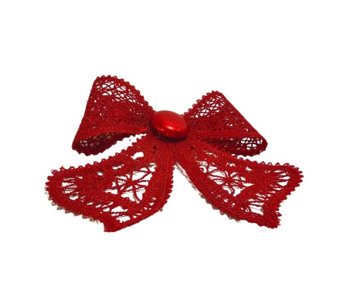 Clama de par, accesorizata cu funda din broderie Ariale, rosu - imagine 3