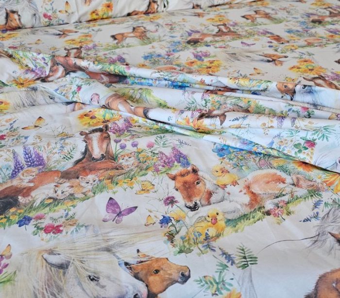 Lenjerie de pat Arome de Poveste Ariale, pentru 1 persoana, 3 piese, bumbac ranforce, Multicolor - imagine 5