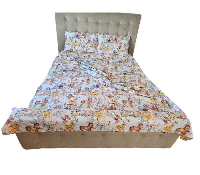 Lenjerie de pat Arome de Poveste Ariale, pentru 1 persoana, 3 piese, bumbac ranforce, Multicolor - imagine 8