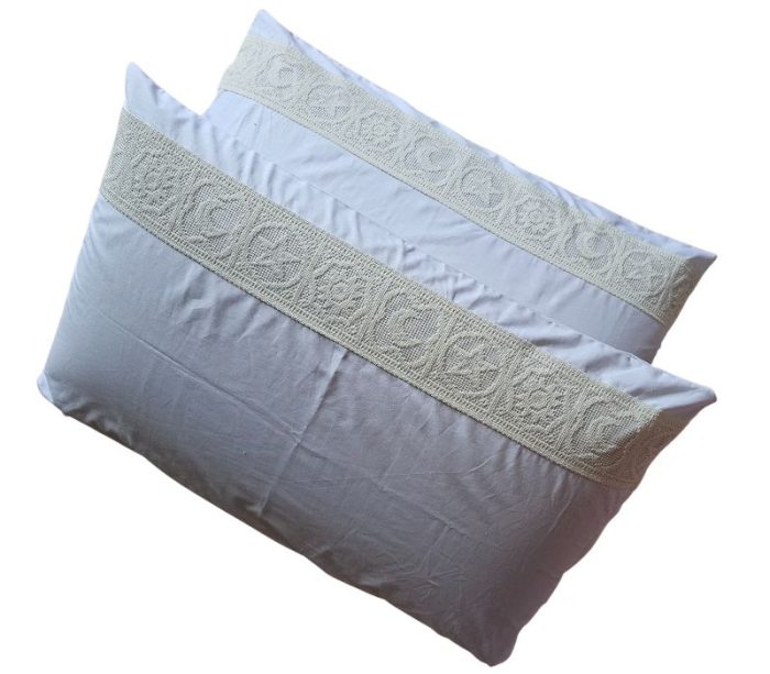 Set 2 fete de perna,  Dulce Visare Ariale, 50x70cm, bumbac ranforce, alb - imagine 14