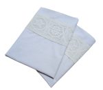 Set 2 fete de perna,  Dulce Visare Ariale, 50x70cm, bumbac ranforce, alb - imagine 2