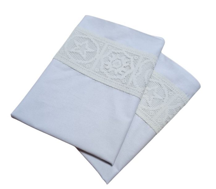 Set 2 fete de perna,  Dulce Visare Ariale, 50x70cm, bumbac ranforce, alb - imagine 2