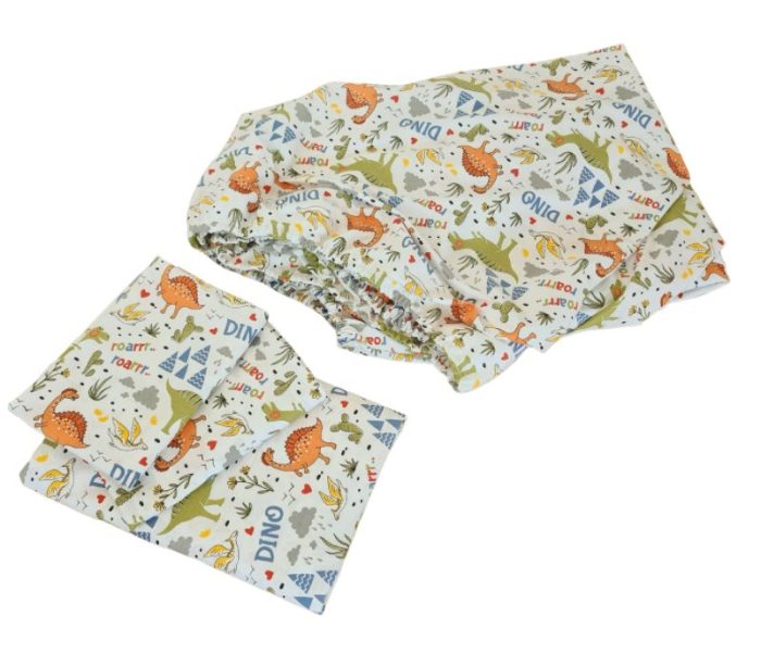Lenjerie de pat Jurassic Ariale, pentru 1 persoana, 3 piese, bumbac ranforce, Multicolor - imagine 4