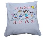 Fata de perna brodata "TE IUBESC" ARIALE, 40x40cm, bumbac ranforce, Multicolor - imagine 4