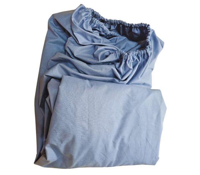 Cearceaf de pat cu elastic Nilul Liniștit Ariale, bumbac ranforce, albastru - imagine 6