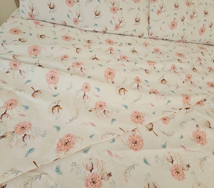 Lenjerie de pat Flori de vis Ariale, pentru 2 persoane, 4 piese, bumbac ranforce, Multicolor - imagine 20