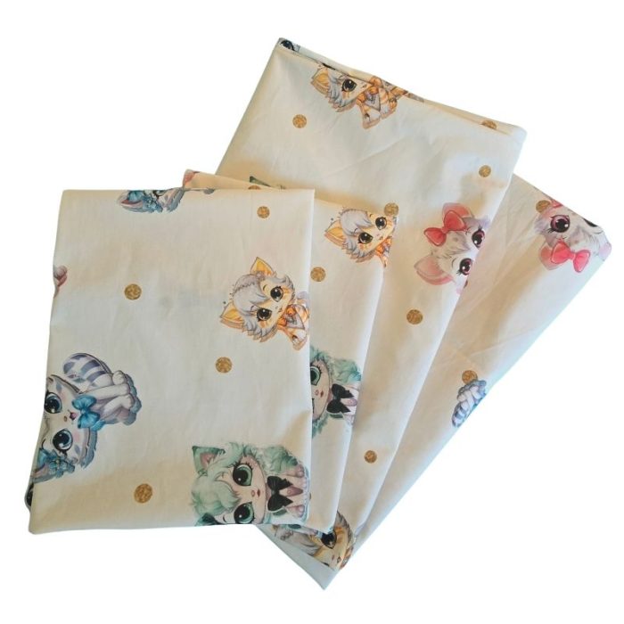 Lenjerie de pat Pisici Colorate Ariale, pentru 2 persoane, 4 piese, bumbac ranforce, Multicolor - imagine 3