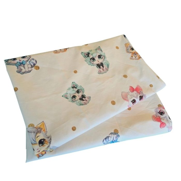 Set 2 fete de perna, Pisici Colorate Ariale, 50x70cm, bumbac ranforce, Multicolor - imagine 4