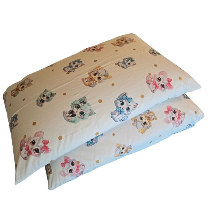 Set 2 fete de perna, Pisici Colorate Ariale, 50x70cm, bumbac ranforce, Multicolor - imagine 5