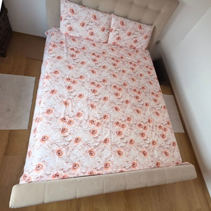 Lenjerie de Pat Grădina Trandafirilor de Iarnă 5D Ariale– Bumbac 100%, Imprimare Digitală, cearceaf elastic/normal - imagine 16