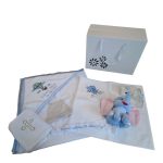 Trusou pentru botez baietel cu Elefant personalizat prin broderie, 13 piese - imagine 6