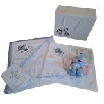 Trusou pentru botez baietel cu Elefant personalizat prin broderie, 13 piese - imagine 7