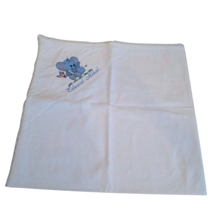 Trusou pentru botez baietel cu Elefant personalizat prin broderie, 13 piese - imagine 8