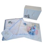 Trusou pentru botez baietel cu Elefant personalizat prin broderie, 13 piese - imagine 2