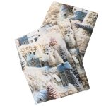 Lenjerie de Pat „Satul de iarnă fermecat 5D” – Bumbac 100%, Imprimare Digitală, 3 Piese - imagine 14