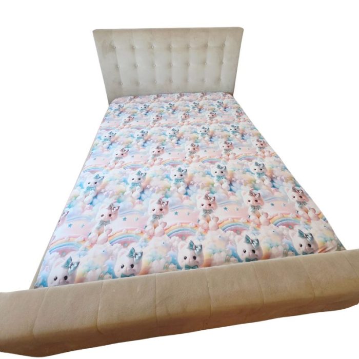 Lenjerie completă Ariale „Pisicuțe” – bumbac ranforce imprimat digital 5D, 4 piese, pat dublu - imagine 8