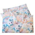 Lenjerie completă Ariale „Pisicuțe” – bumbac ranforce imprimat digital 5D, 4 piese, pat dublu - imagine 13