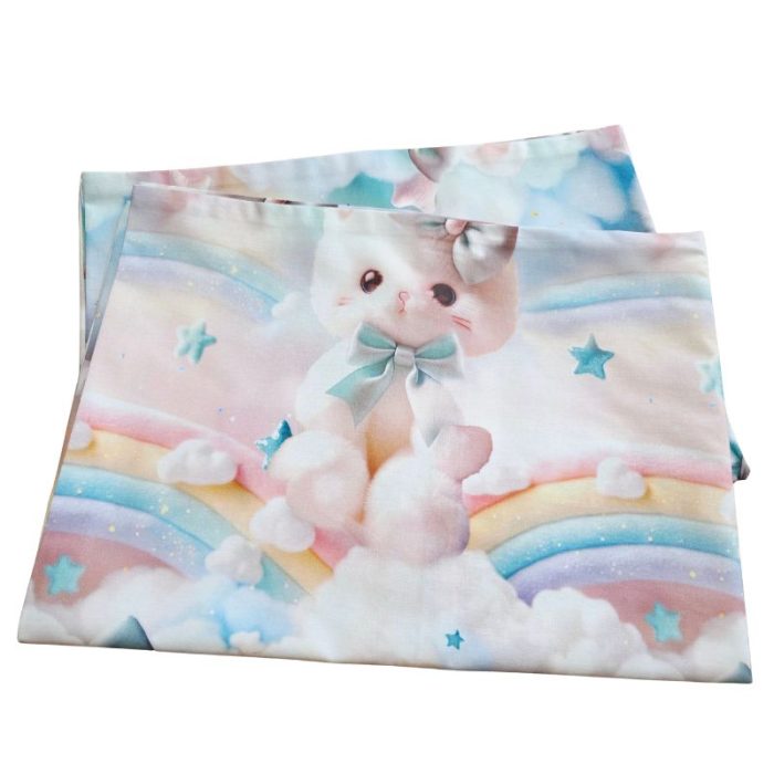 Lenjerie completă Ariale „Pisicuțe” – bumbac ranforce imprimat digital 5D, 4 piese, pat dublu - imagine 3