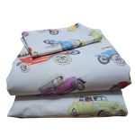 Lenjerie de pat Retro Cars Ariale, pentru 1 persoana, 3 piese, bumbac imprimat digital - imagine 2