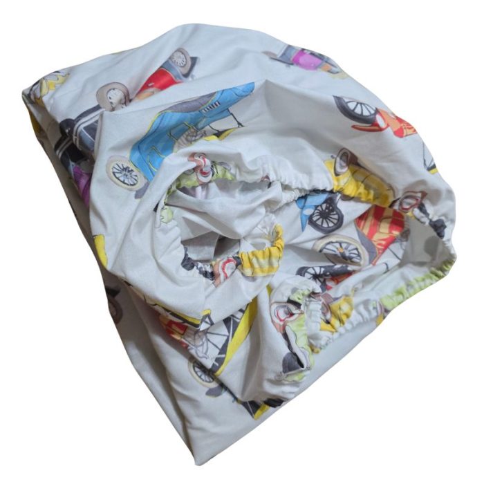 Cearceaf de pat cu elastic Retro Cars Ariale, bumbac ranforce, Multicolor - imagine 6